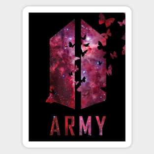 BTS Army logo with destructive butterfly (red galaxy) | Kpop Army Magnet